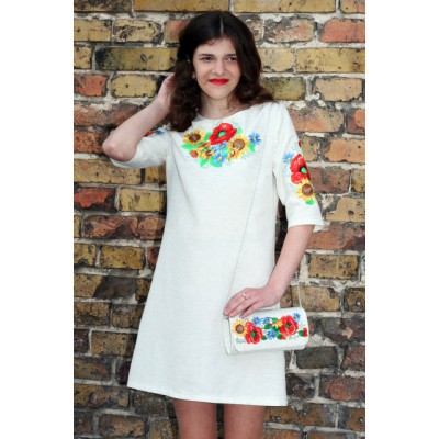 Embroidered dress for girl "Ukrainian Bouquet" teenage